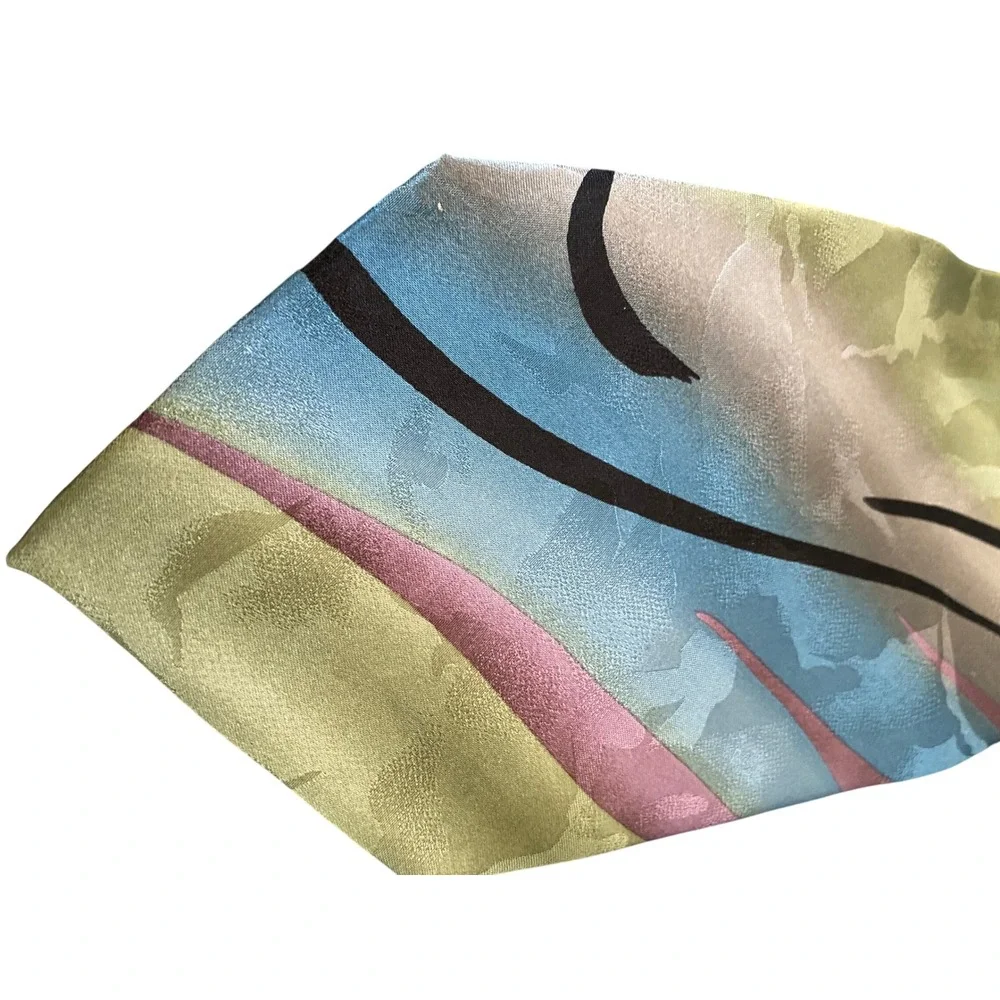 J. Garcia Sunset Limited Edition‎ Collection 41 Silk Tie Green Blue Abstract Art